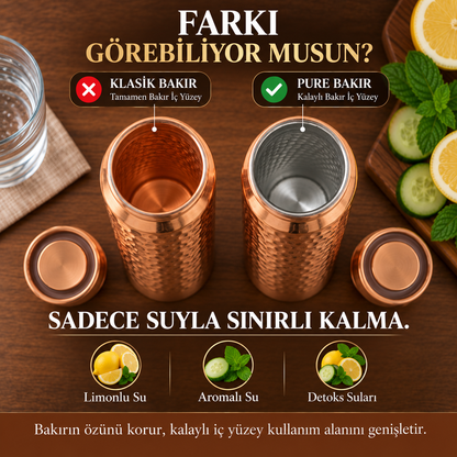 Pure Bakır – Kalaylı Saf Bakır Matara