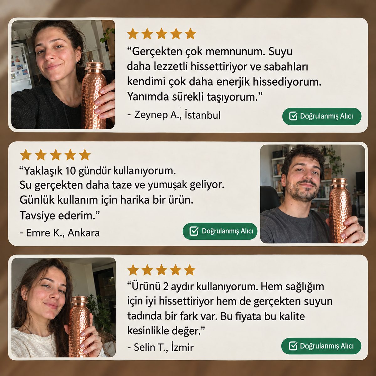 Pure Bakır – Kalaylı Saf Bakır Matara